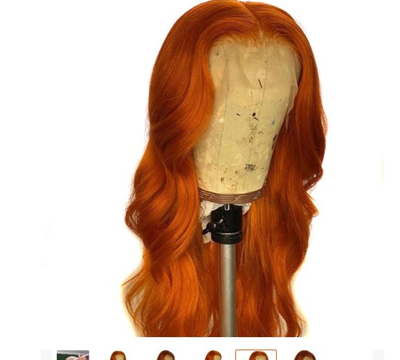 Dark Orange Wig Hair Set Smooth Hair - Image 5