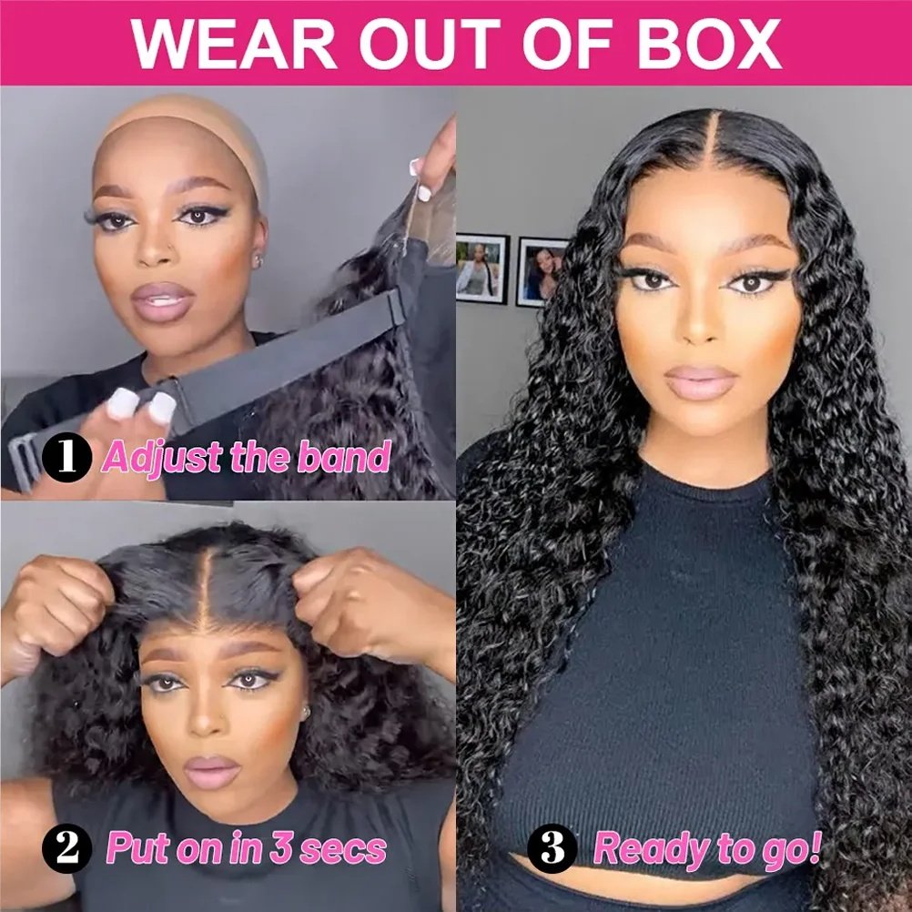 Kinky Curly Lace Frontal Wig Wear Go Glueless Wig Afro Curly Human Hair Wigs 7x5 HD Transparent Lace Closure Wig - Image 3